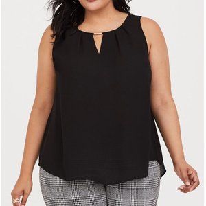 Torrid Black Metal Keyhole Georgette Tank